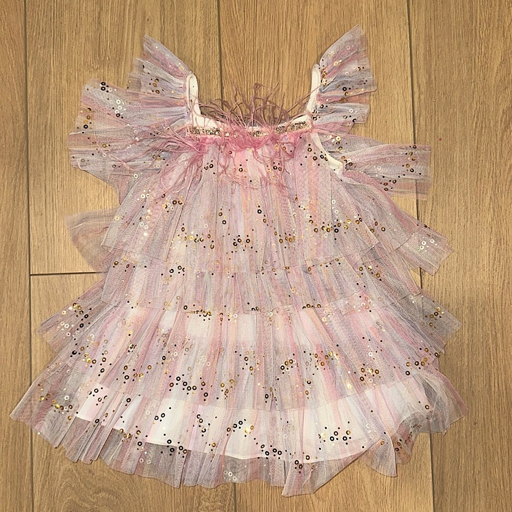 Petite Hailey Tulle Dress with Feather Fringe